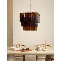 M&S Glass 3 Tier Square Pendant Light Brown