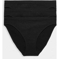 M&S 3 Pack Comfort Rib Seamless High Leg Knickers Black