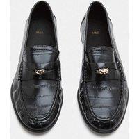 M&S Croc Penny Flat Loafers Black