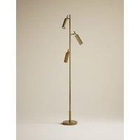 M&S Rechargeable Three Light Ribbed Floor Lamp Antique Brass