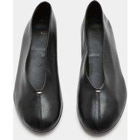 M&S Leather Metallic Round Toe Ballet Pumps Black