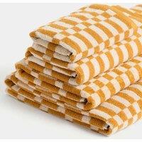 M&S Pure Cotton Simple Geometric Towel Dark Ochre