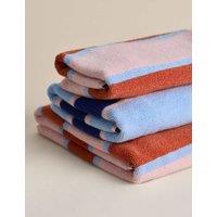 M&S Pure Cotton Striped Reversible Towel Blue/Red