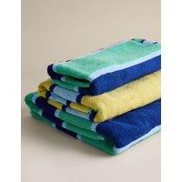 M&S Pure Cotton Striped Reversible Towel Blue/Green