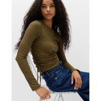 M&S Double Layer Ruched Side Top Dark Olive