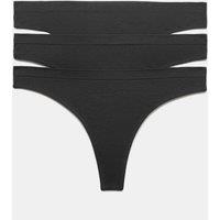 M&S 3 Pack Comfort Rib Seamless Thongs Black
