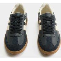 M&S Leather Retro Gum Sole Lace Up Trainers Navy