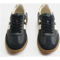 M&S Leather Retro Gum Sole Lace Up Trainers Navy