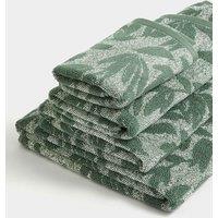 M&S Pure Cotton Mari Leaves Towel Forest Green