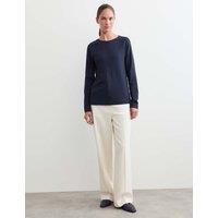 JAEGER Seam Detail Long Sleeve Top Navy