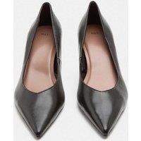 M&S Leather Kitten Heel Pointed Court Shoes Brown