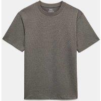 M&S Relaxed Fit Cotton Rich Ultimate Performance Striped T-Shirt Charcoal Mix