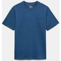 M&S Relaxed Fit Cotton Rich Ultimate Performance Striped T-Shirt Petrol Mix
