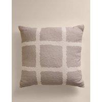 M&S Pure Cotton Shibori Check Cushion Neutral
