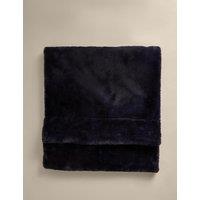 M&S Supersoft Faux Fur Large Throw Navy
