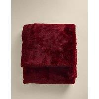 M&S Supersoft Faux Fur Large Throw Deep Red