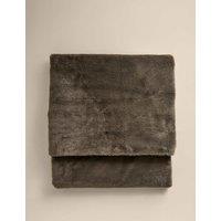 M&S Supersoft Faux Fur Large Throw Khaki
