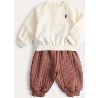 M&S Jersey Sweat & Jogger Outfit (0-5 Yrs) Brown Mix