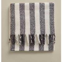 M&S Faux Mohair Striped Throw Grey