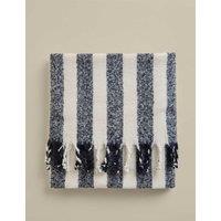 M&S Faux Mohair Striped Throw Blue