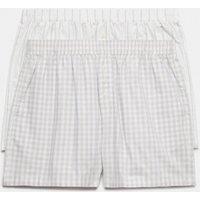 M&S 2 Pack Pure Cotton Striped Pyjama Shorts Grey Mix