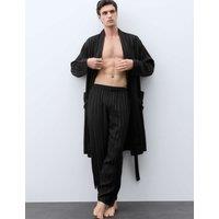 Autograph Satin Striped Stretch Dressing Gown Black