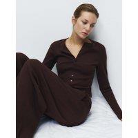 M&S Cotton Rich Lounge Cardigan Dark Brown