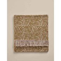 M&S Cotton Rich Geometric Throw Moss
