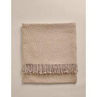 M&S Cotton Rich Geometric Throw Neutral
