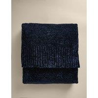 M&S Chenille Knitted Throw Navy
