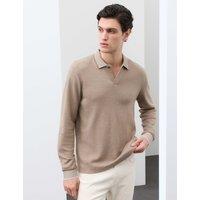 Autograph Cotton Rich Long Sleeve Polo Shirt Truffle
