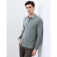 Autograph Cotton Rich Long Sleeve Polo Shirt Anthracite