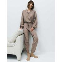 M&S Knitted Loungewear Joggers Brown Marl