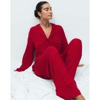 M&S Rib Pyjama Set Morello Cherry