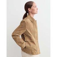 JAEGER Suede Trucker Short Jacket Camel