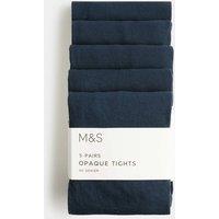 M&S 5 Pack 60 Denier Opaque Tights (6-16 Yrs) Navy