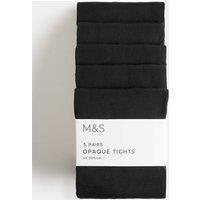 M&S 5 Pack 60 Denier Opaque Tights (6-16 Yrs) Black