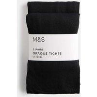 M&S 2 Pack 60 Denier Opaque Tights (6-16 Yrs) Black