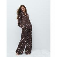 M&S Dream Satin Printed Pyjama Shirt Brown Mix