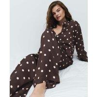 M&S Dream Satin Polka Dot Pyjama Bottoms Brown Mix