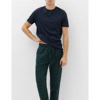 M&S Pure Cotton Checked Joggers Green Mix