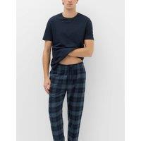M&S Pure Cotton Checked Jogger Navy Mix