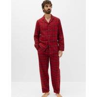 M&S Pure Cotton Checked Christmas Pyjamas Red Mix