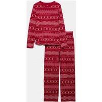 M&S Pure Cotton Printed Pyjama Set Red