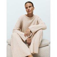 M&S X Kelly Hoppen Knitted Long Sleeve Lounge Top Neutral