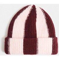M&S Kids Striped Beanie Hat Pink Mix