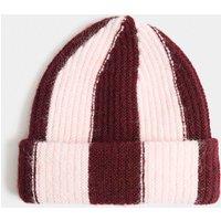 M&S Kids Striped Beanie Hat Pink Mix