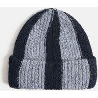 M&S Kids Striped Beanie Hat Navy Mix