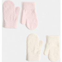 M&S Baby 2 Pack Ribbed Mittens Pink Mix