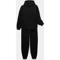 M&S Cotton Rich Hooded Top & Bottom Outfit Black Mix